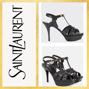 Yves Saint LaurentTribute Black Platform Heels Sandals 6.5
